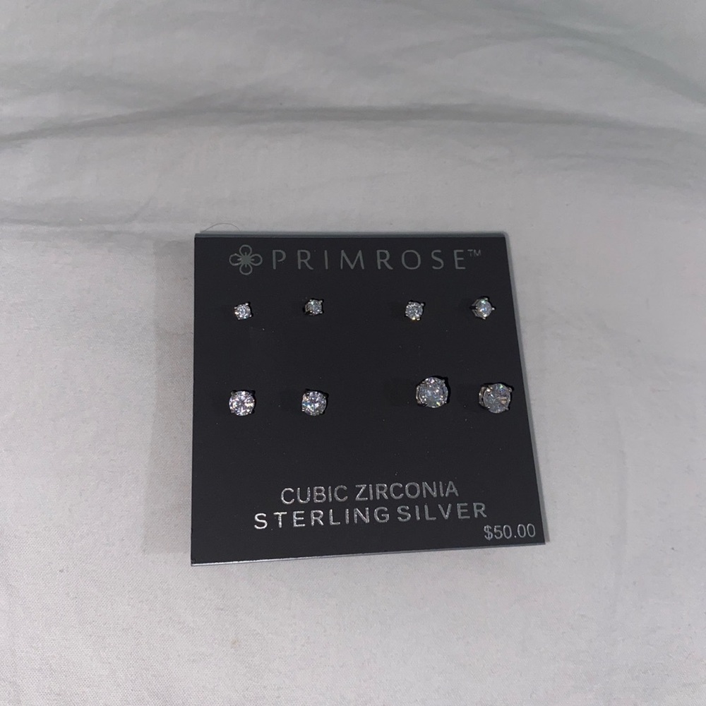 primrose cubic zirconia sterling silver earrings studs